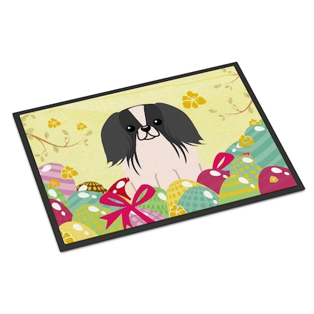 Carolines Treasures 24 x 36 in. Easter Eggs Pekingnese Black White Indoor or Outdoor Mat BB6105JMAT